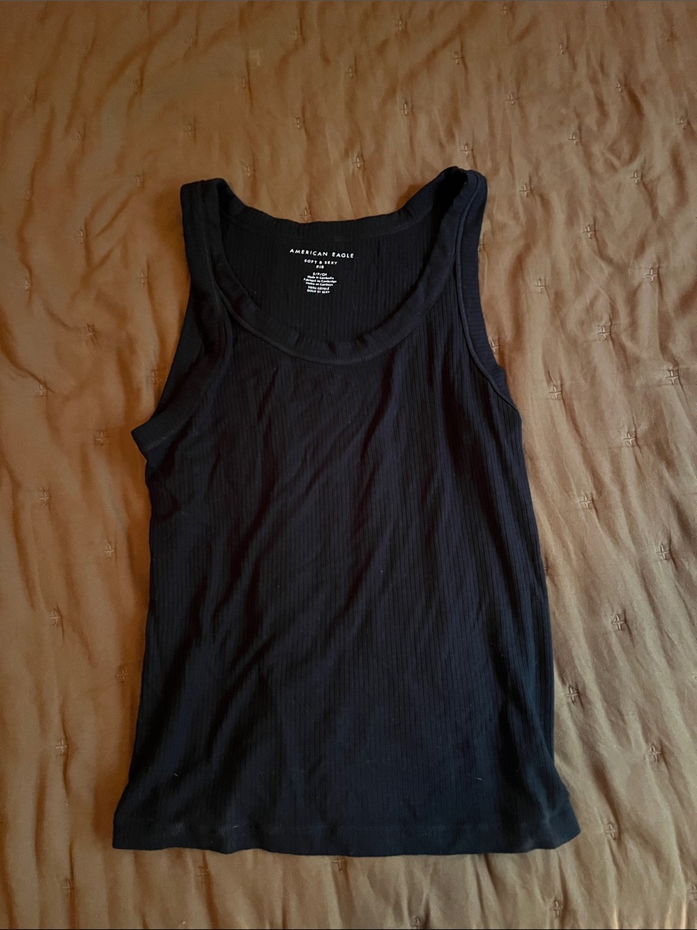 American Eagle Outfitters Black Ribbed Scoop Neck Tank